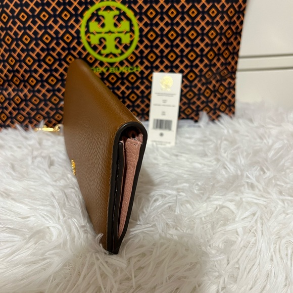 Authentic Tory Burch Blake Color-Block Slim Wristlet Envelope Brand New- Brown - Picture 5 of 8
